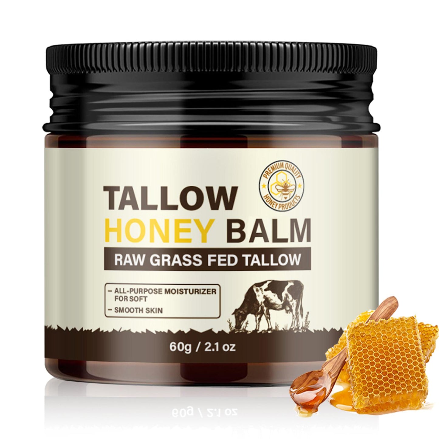 Beef Tallow&Honey Balw, Organic Grass-Fed, Handmade All.Natural, Moisturizer for Soft, Smooth, Skin Care